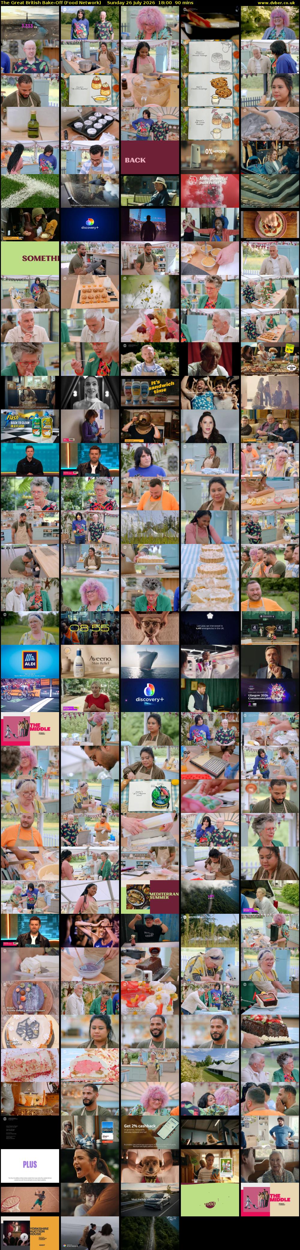 The Great British Bake-Off (Food Network) Sunday 26 July 2026 18:00 - 19:30