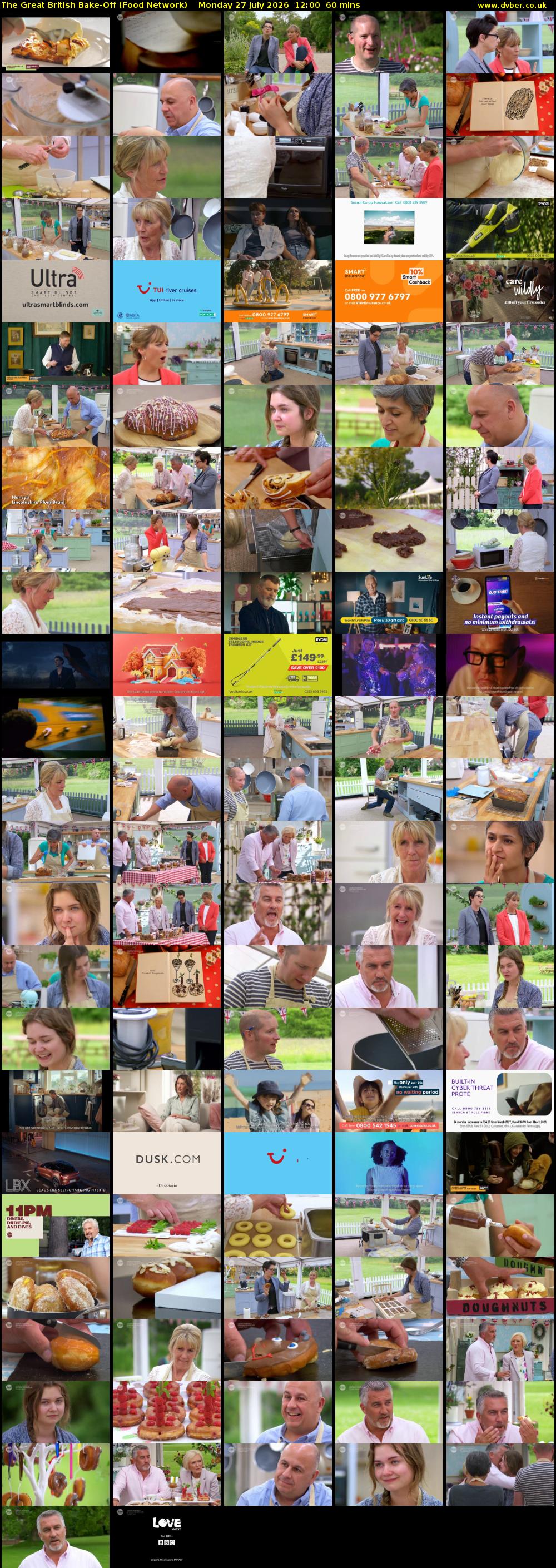 The Great British Bake-Off (Food Network) Monday 27 July 2026 12:00 - 13:00