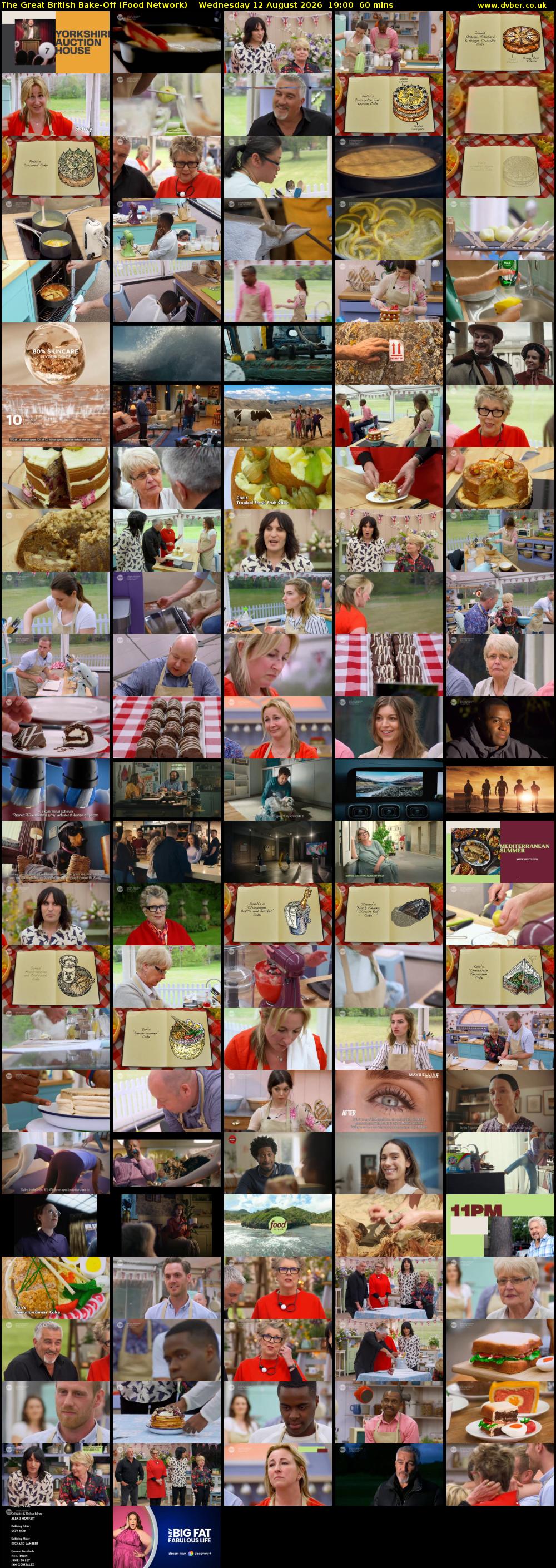 The Great British Bake-Off (Food Network) Wednesday 12 August 2026 19:00 - 20:00