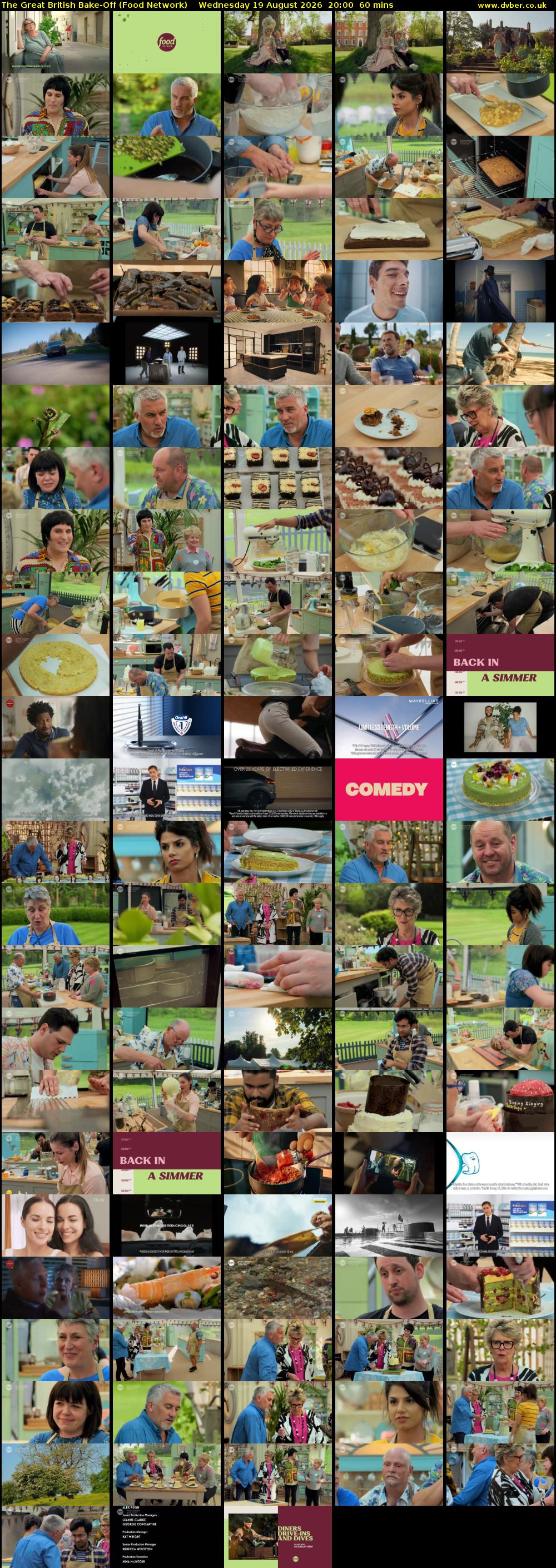 The Great British Bake-Off (Food Network) Wednesday 19 August 2026 20:00 - 21:00