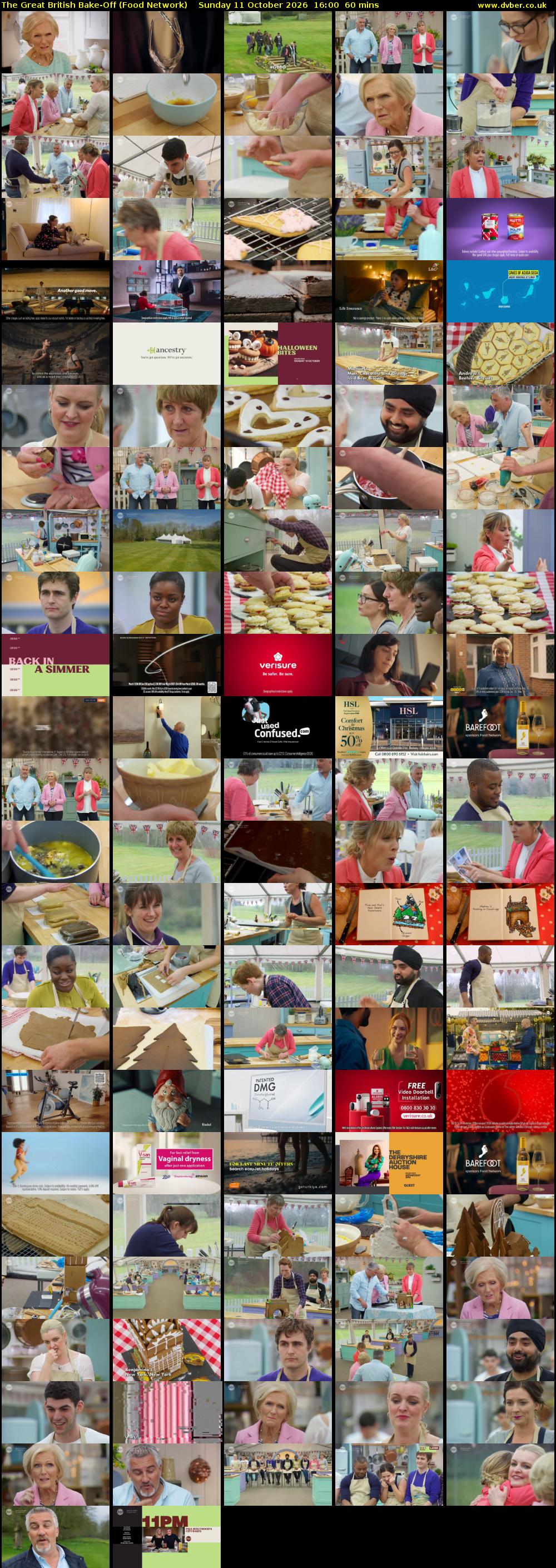 The Great British Bake-Off (Food Network) Sunday 11 October 2026 16:00 - 17:00