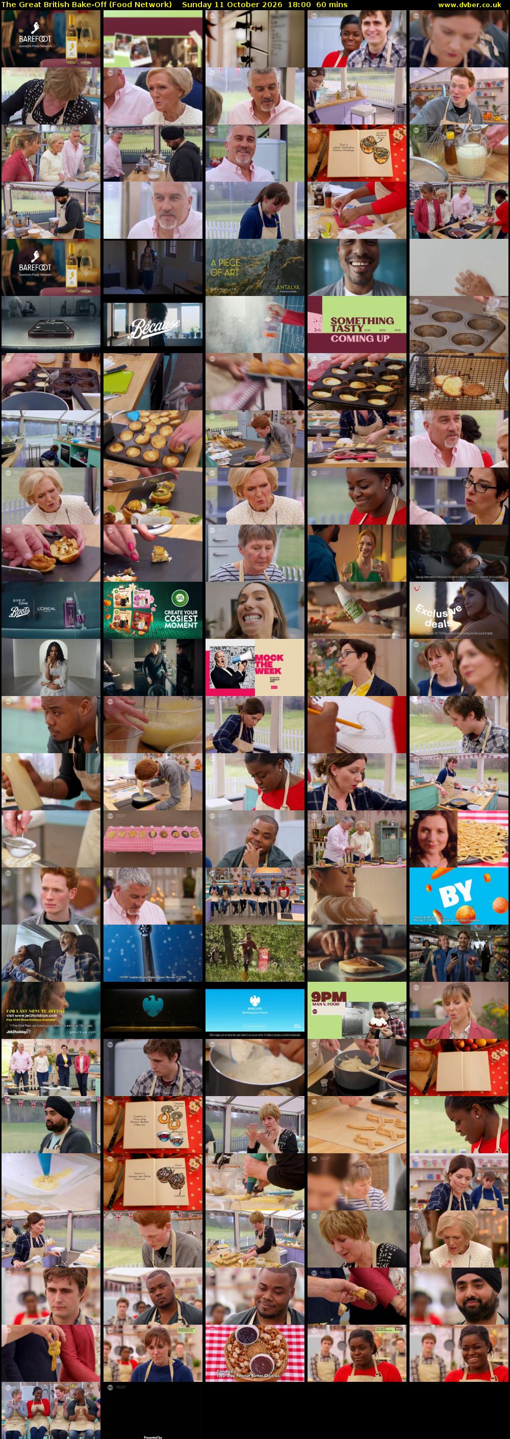 The Great British Bake-Off (Food Network) Sunday 11 October 2026 18:00 - 19:00