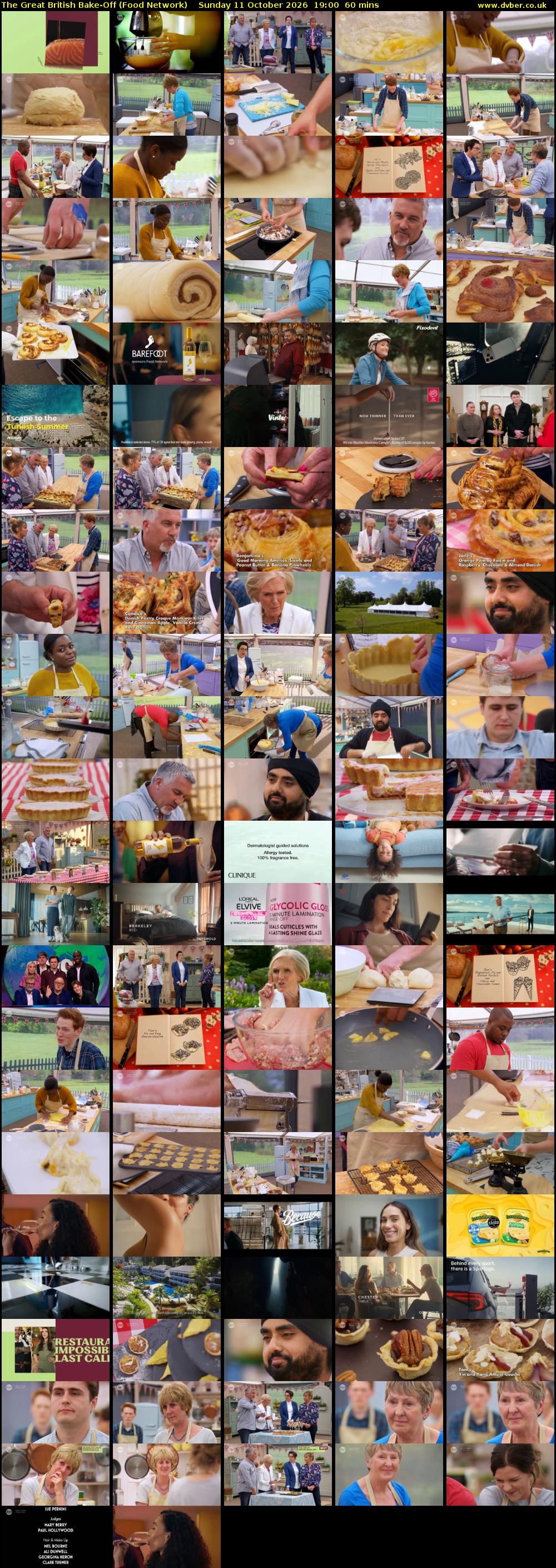 The Great British Bake-Off (Food Network) Sunday 11 October 2026 19:00 - 20:00