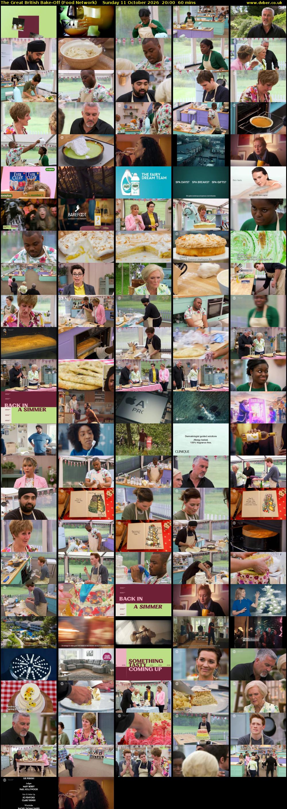The Great British Bake-Off (Food Network) Sunday 11 October 2026 20:00 - 21:00