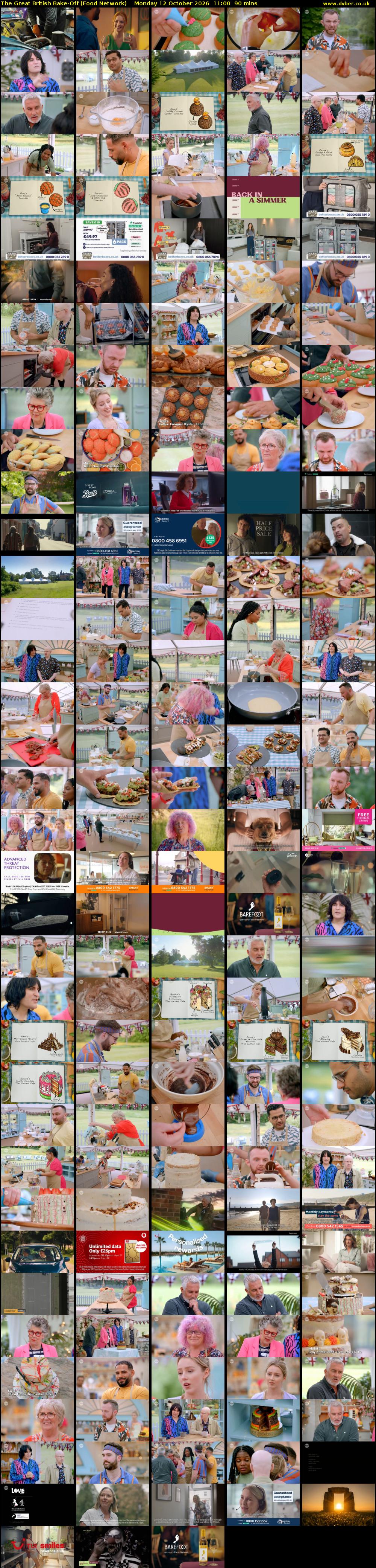 The Great British Bake-Off (Food Network) Monday 12 October 2026 11:00 - 12:30