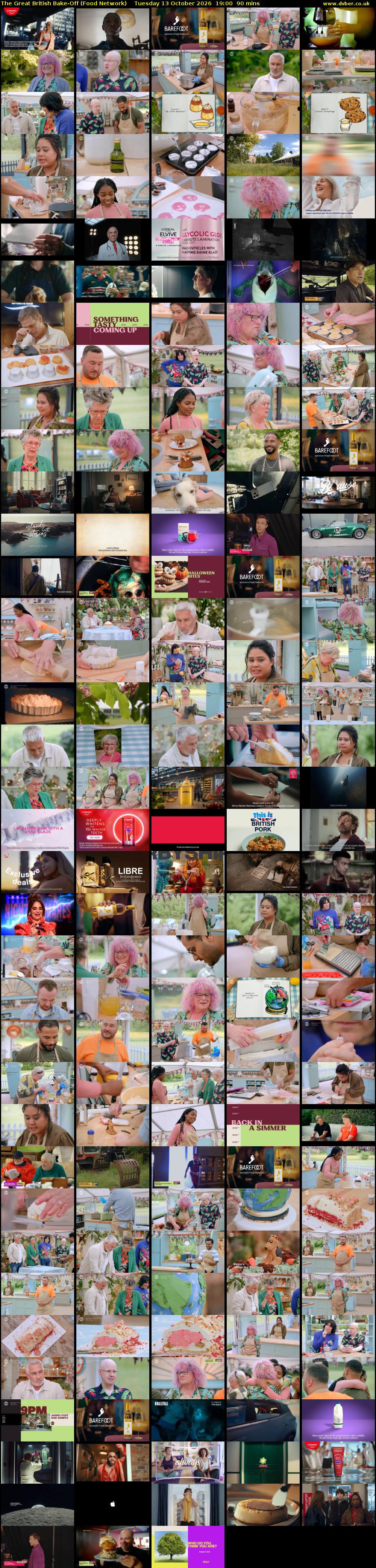 The Great British Bake-Off (Food Network) Tuesday 13 October 2026 19:00 - 20:30