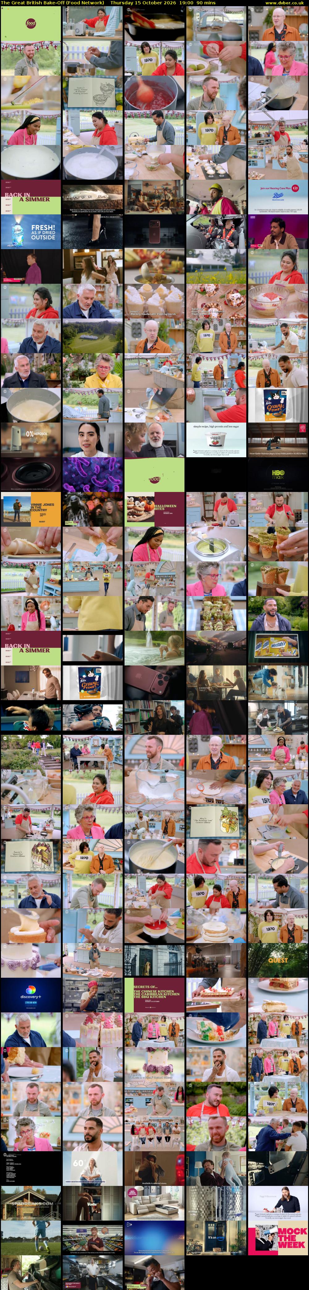 The Great British Bake-Off (Food Network) Thursday 15 October 2026 19:00 - 20:30