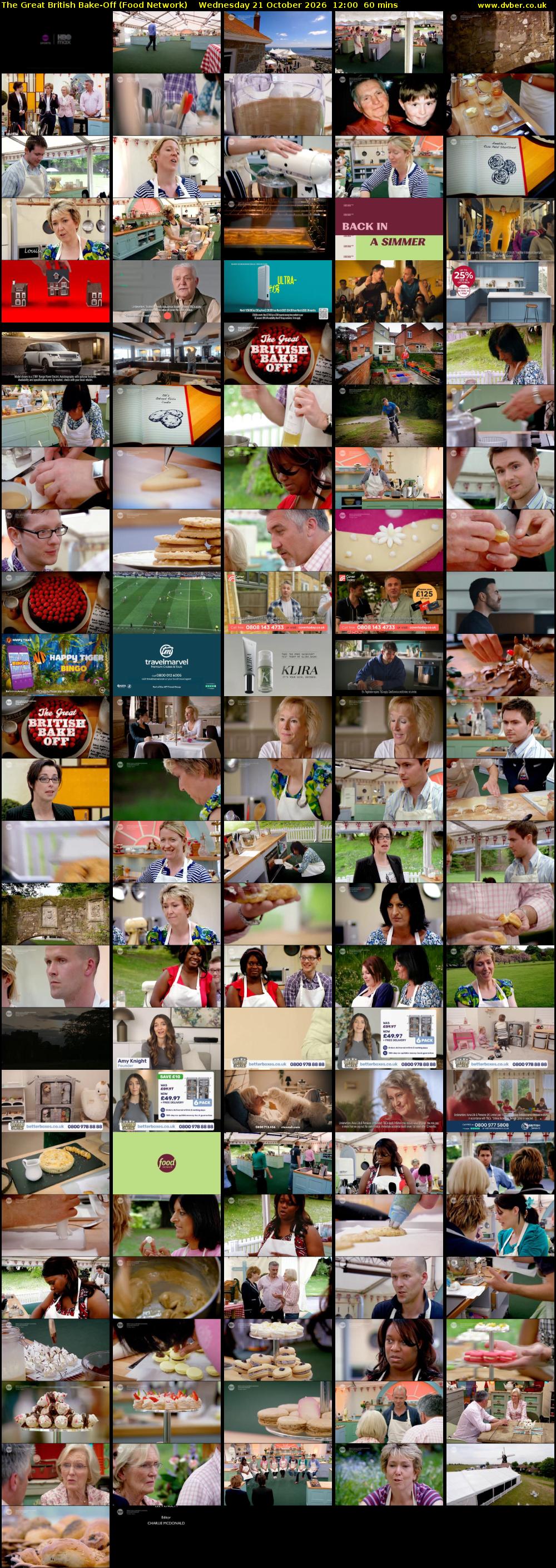 The Great British Bake-Off (Food Network) Wednesday 21 October 2026 12:00 - 13:00