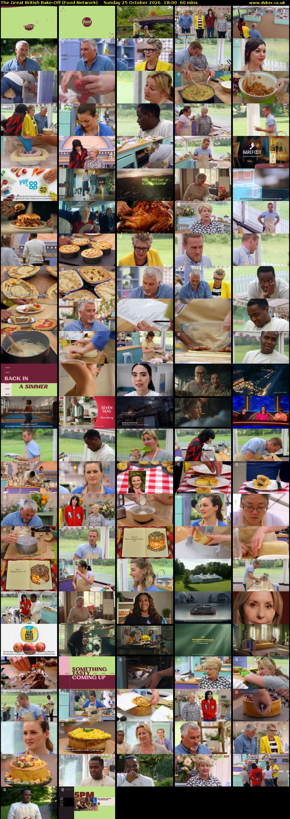The Great British Bake-Off (Food Network) Sunday 25 October 2026 18:00 - 19:00
