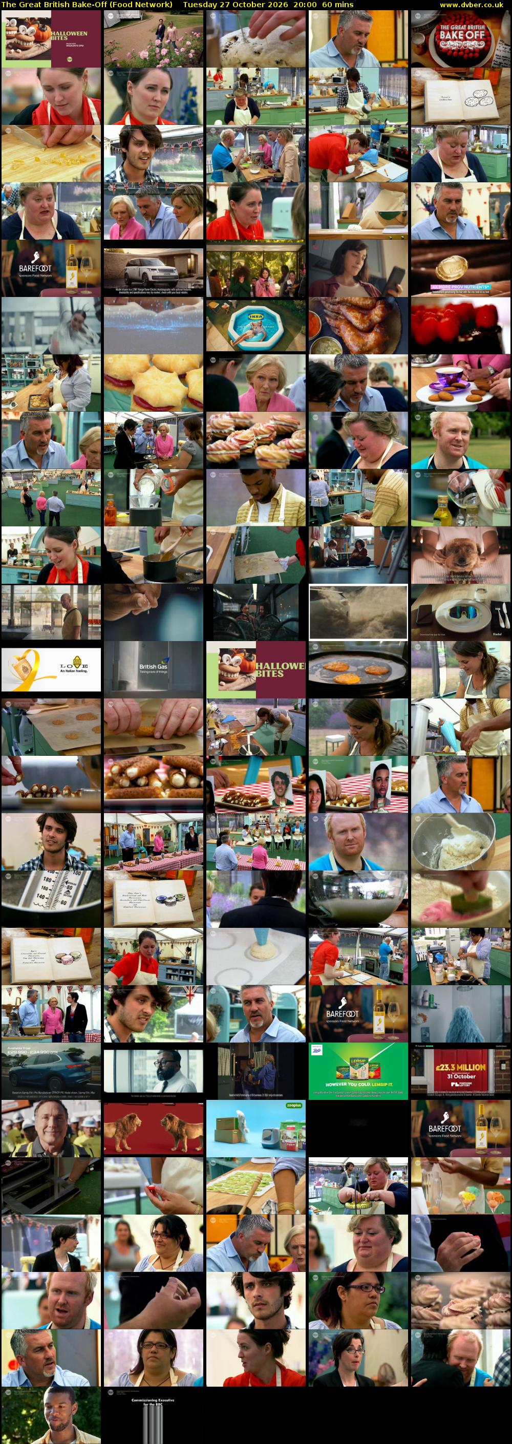 The Great British Bake-Off (Food Network) Tuesday 27 October 2026 20:00 - 21:00
