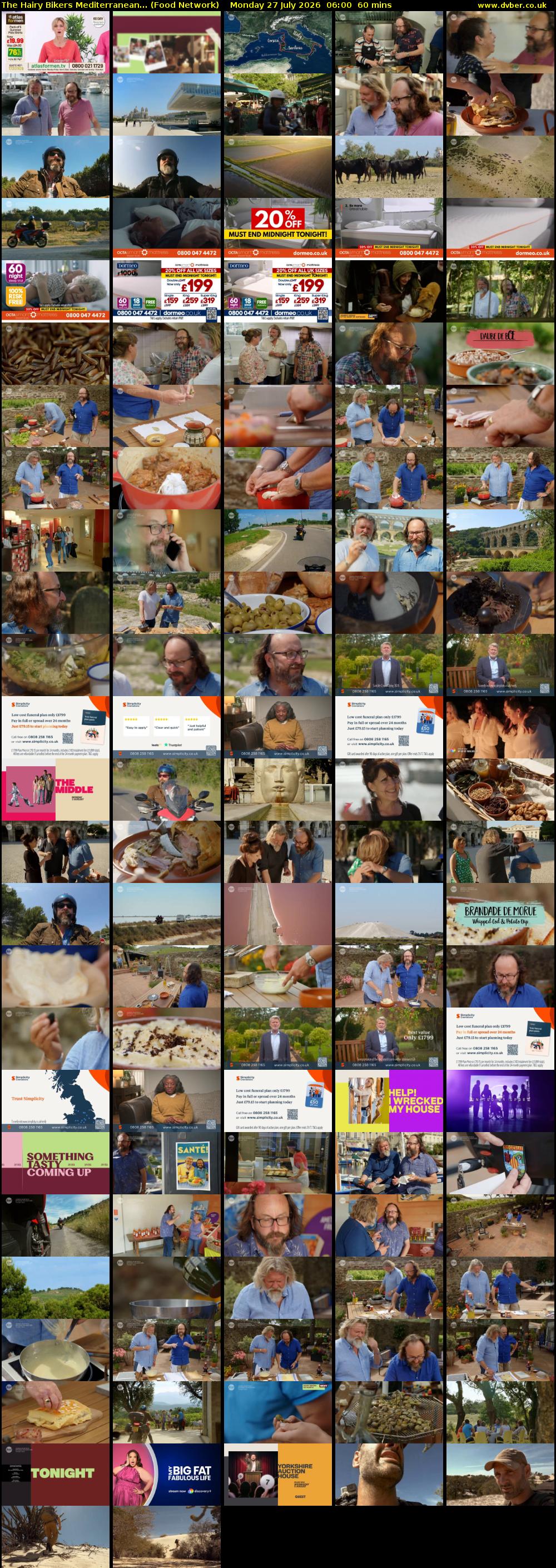 The Hairy Bikers Mediterranean... (Food Network) Monday 27 July 2026 06:00 - 07:00