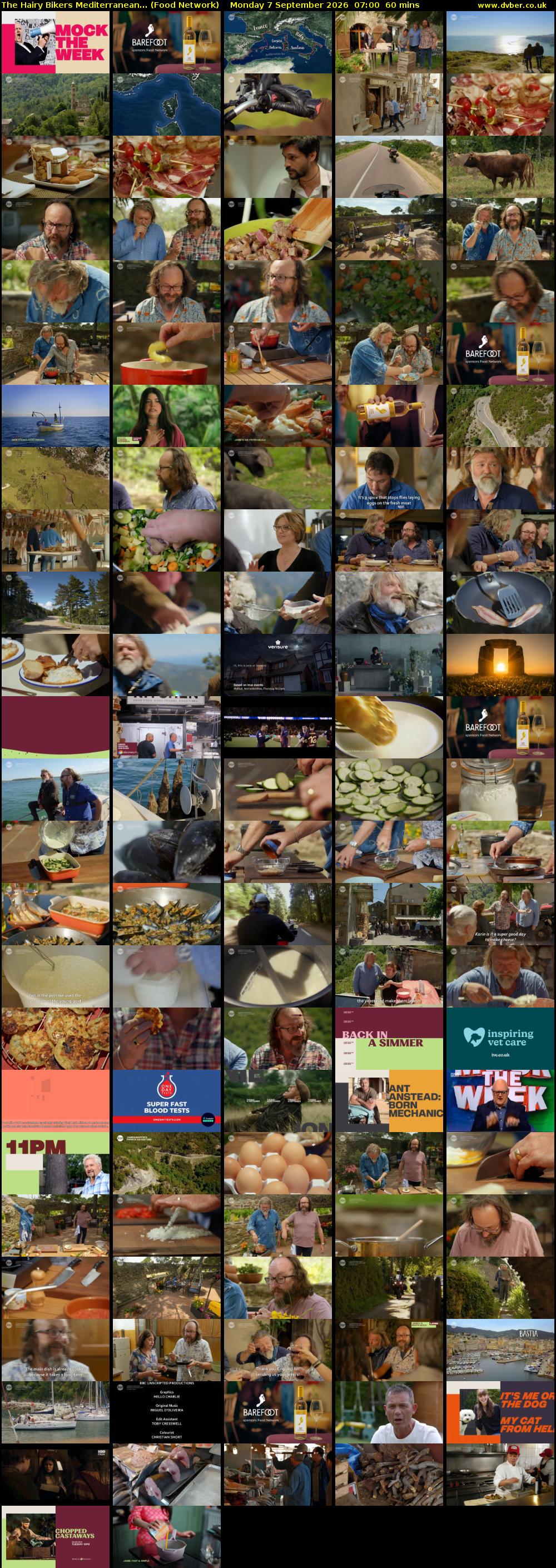 The Hairy Bikers Mediterranean... (Food Network) Monday 7 September 2026 07:00 - 08:00