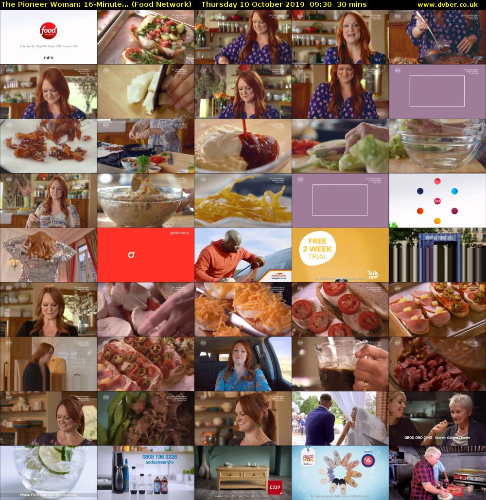 The Pioneer Woman: 16-Minute... (Food Network) Thursday 10 October 2019 09:30 - 10:00
