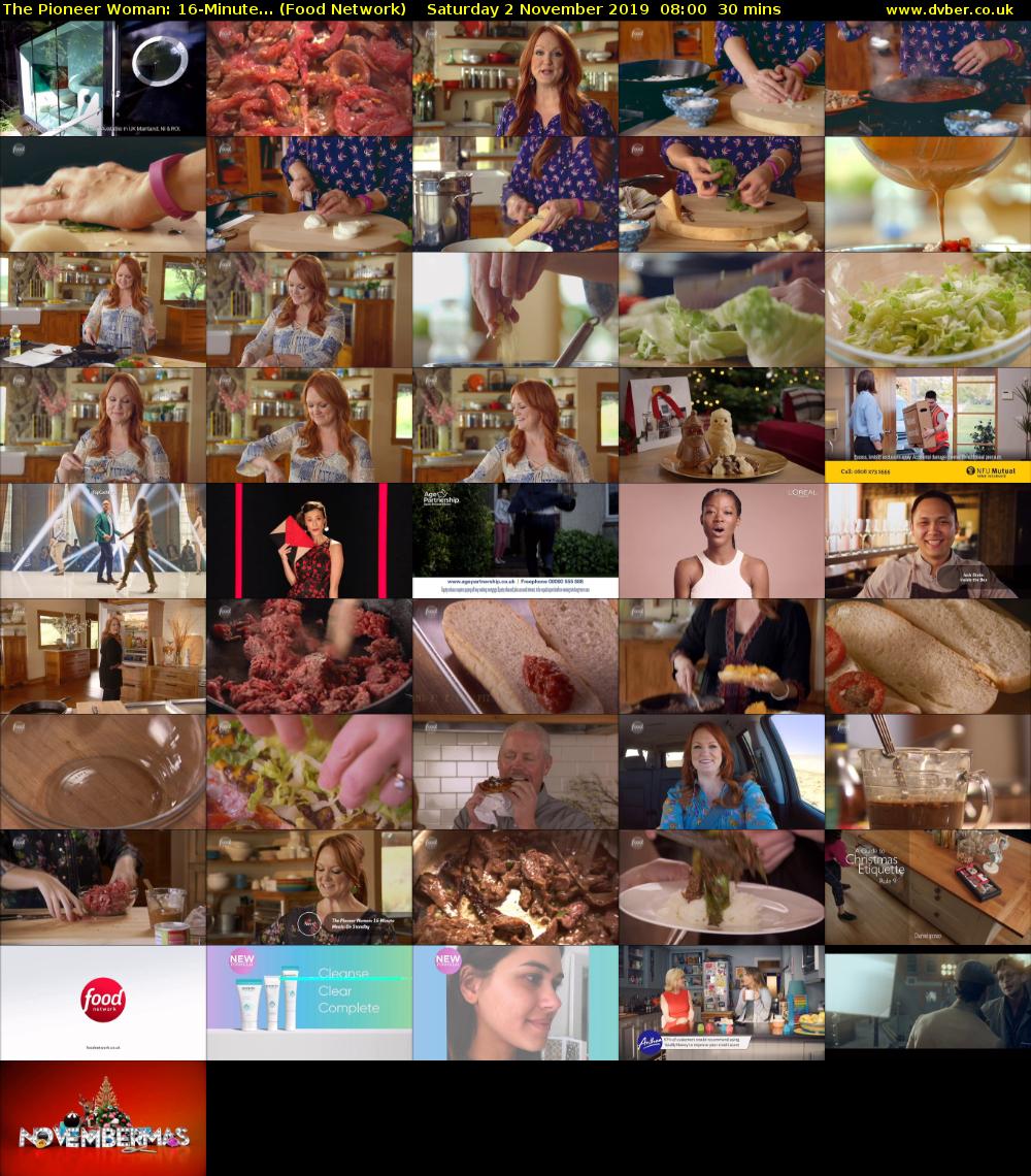 The Pioneer Woman: 16-Minute... (Food Network) Saturday 2 November 2019 08:00 - 08:30