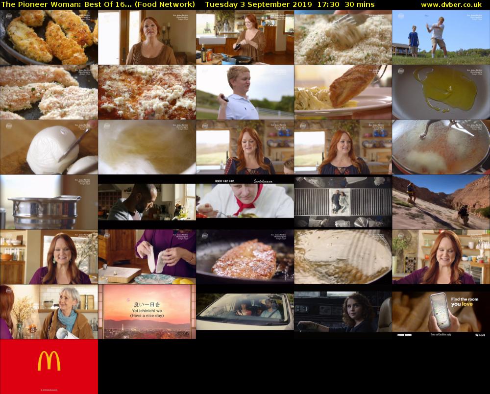 The Pioneer Woman: Best Of 16... (Food Network) Tuesday 3 September 2019 17:30 - 18:00