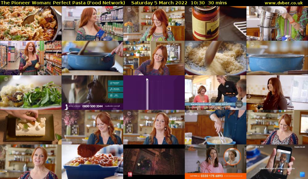 The Pioneer Woman: Perfect Pasta (Food Network) Saturday 5 March 2022 10:30 - 11:00