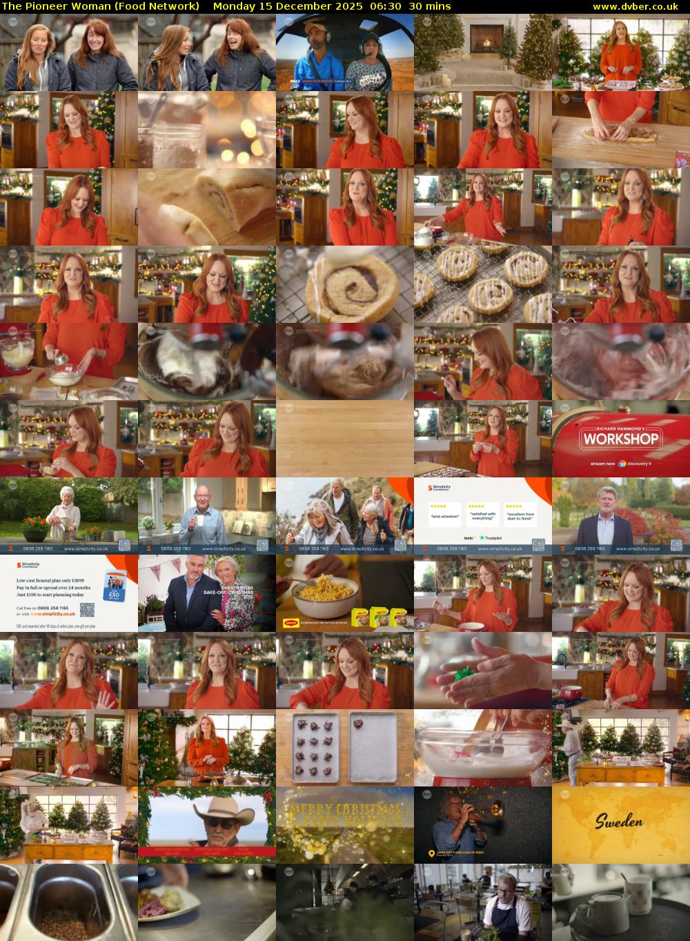 The Pioneer Woman (Food Network) Monday 15 December 2025 06:30 - 07:00