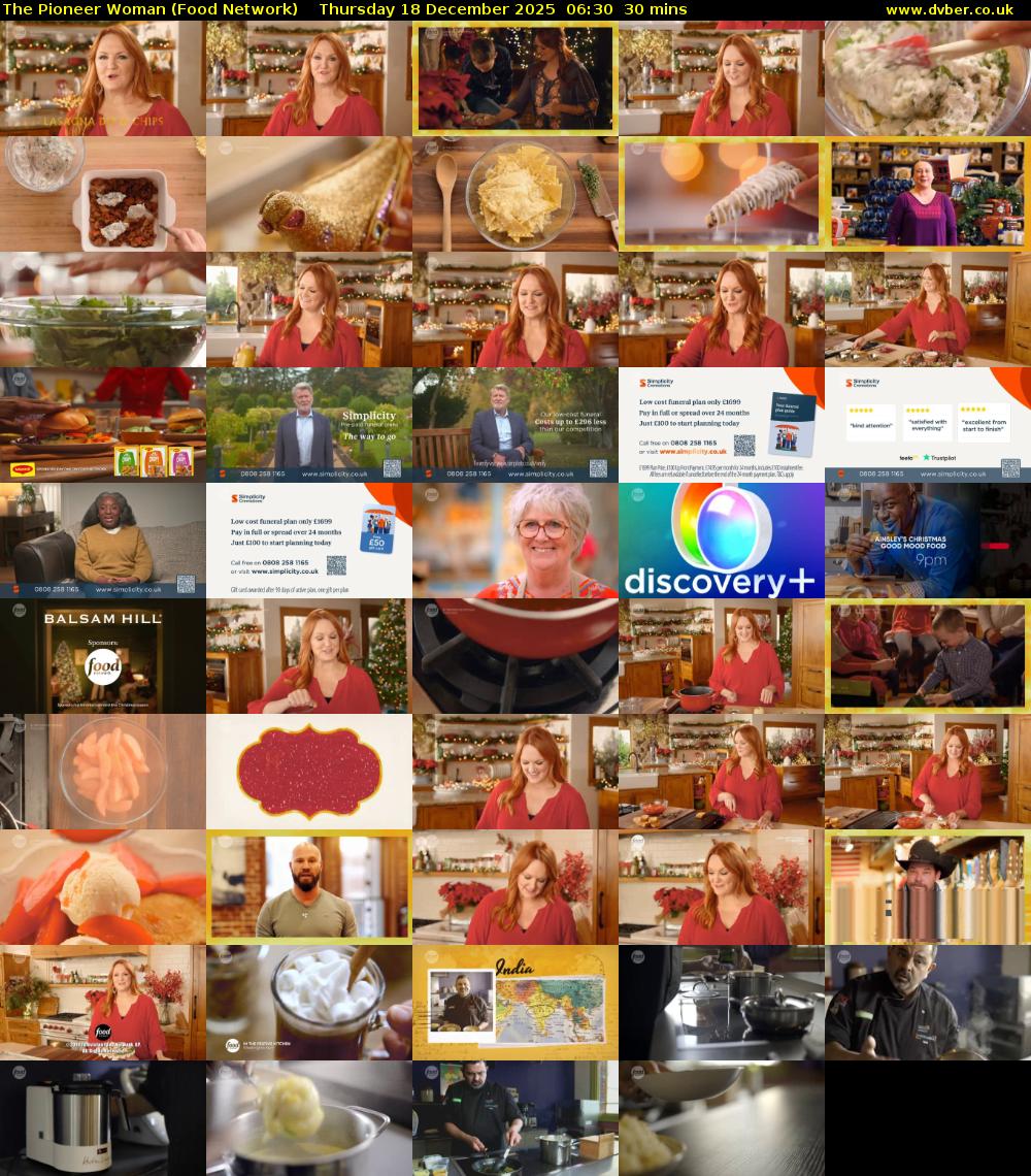 The Pioneer Woman (Food Network) Thursday 18 December 2025 06:30 - 07:00