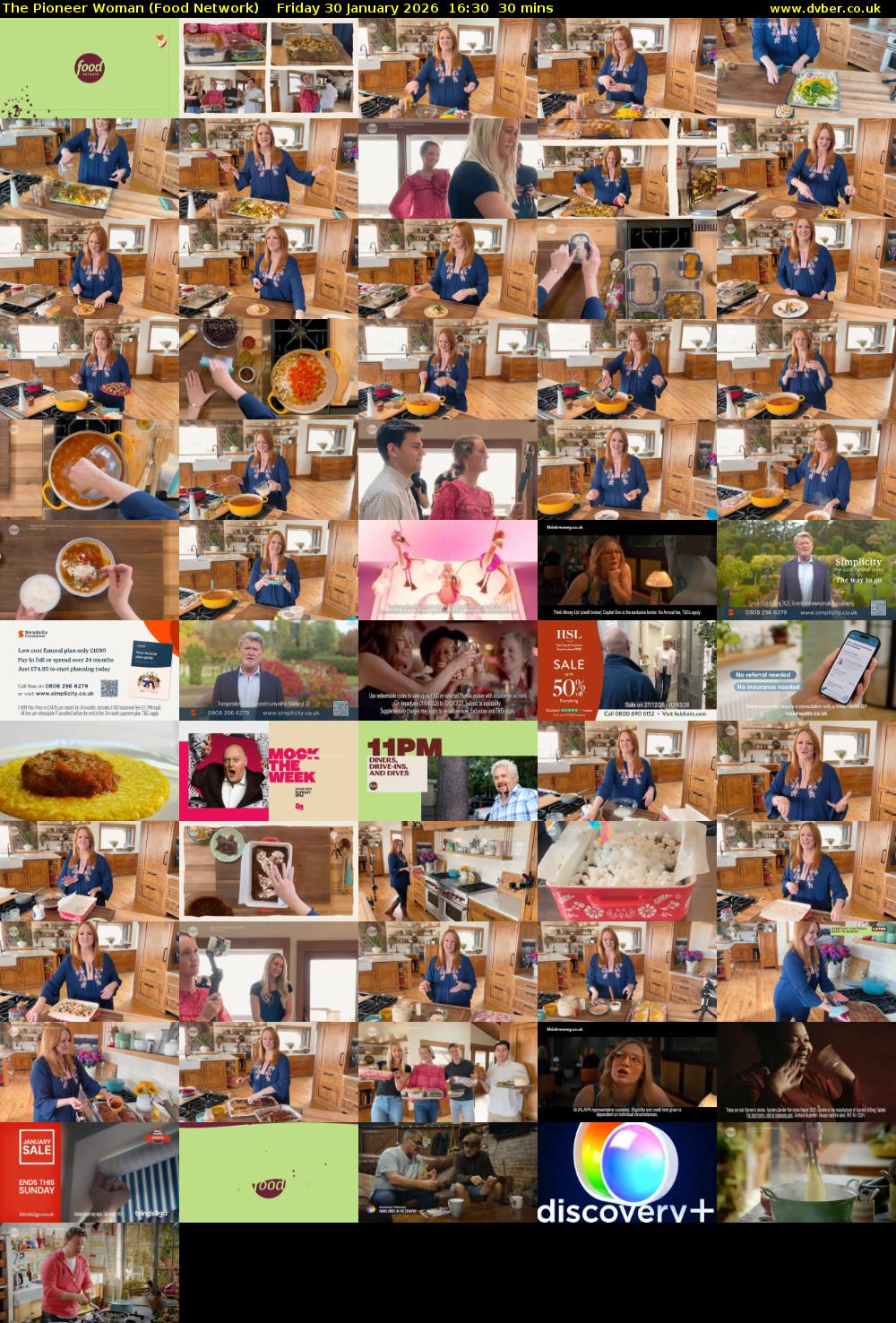 The Pioneer Woman (Food Network) Friday 30 January 2026 16:30 - 17:00