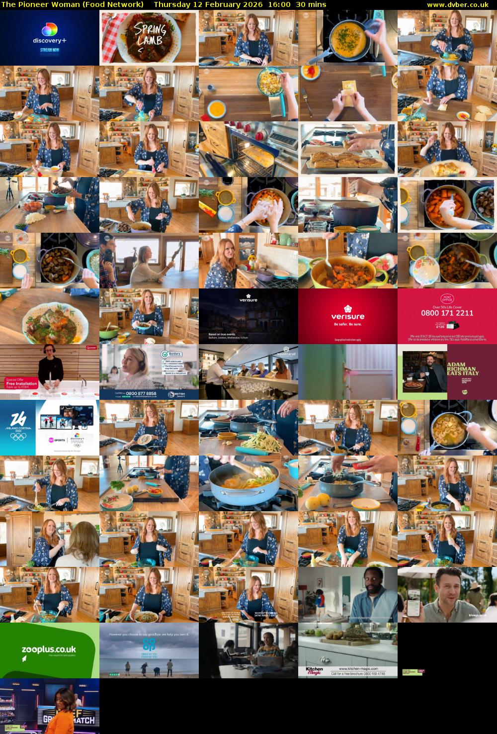 The Pioneer Woman (Food Network) Thursday 12 February 2026 16:00 - 16:30