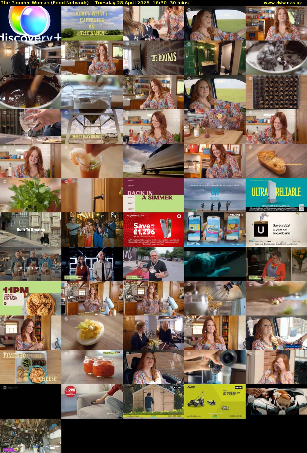 The Pioneer Woman (Food Network) Tuesday 28 April 2026 16:30 - 17:00