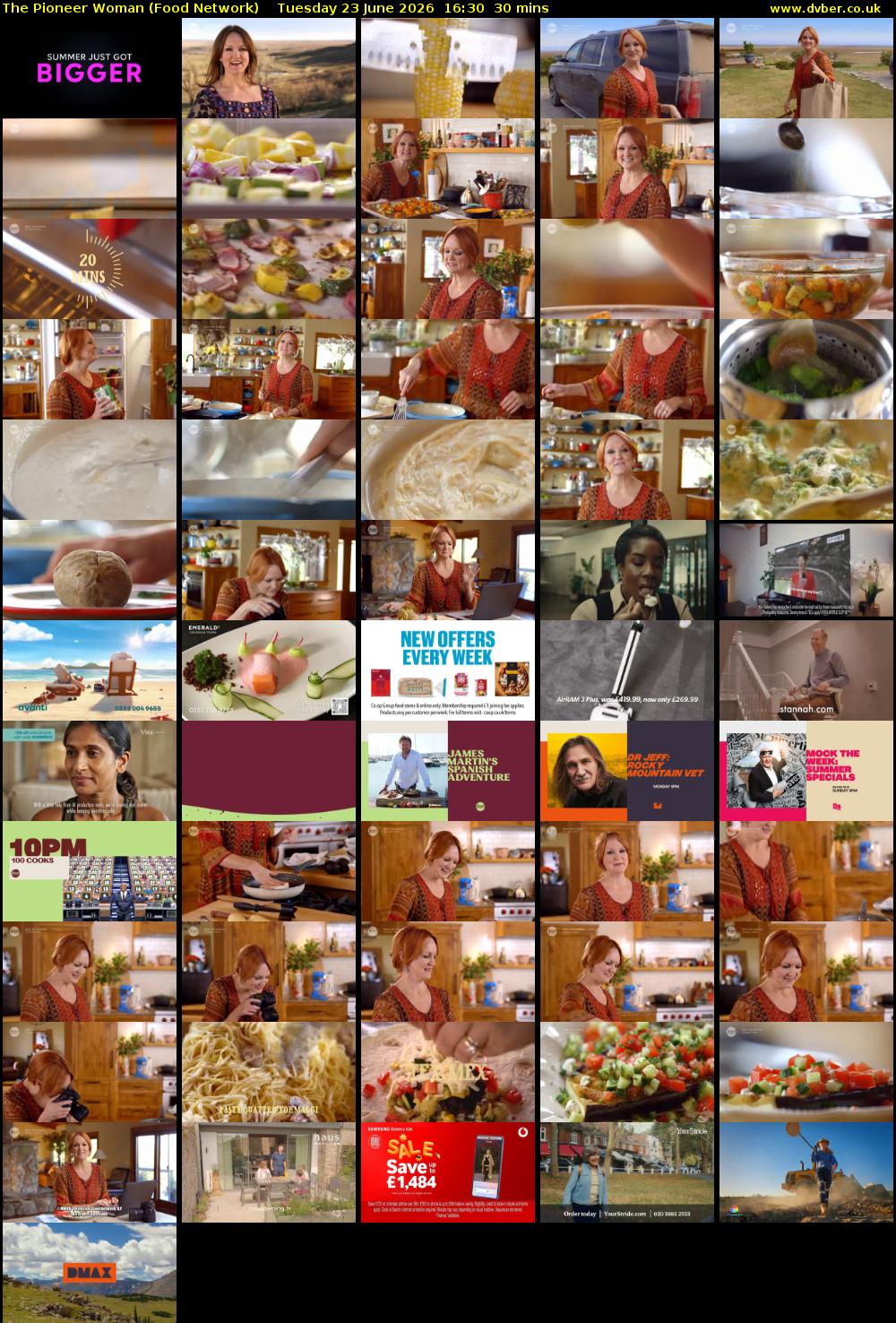 The Pioneer Woman (Food Network) Tuesday 23 June 2026 16:30 - 17:00