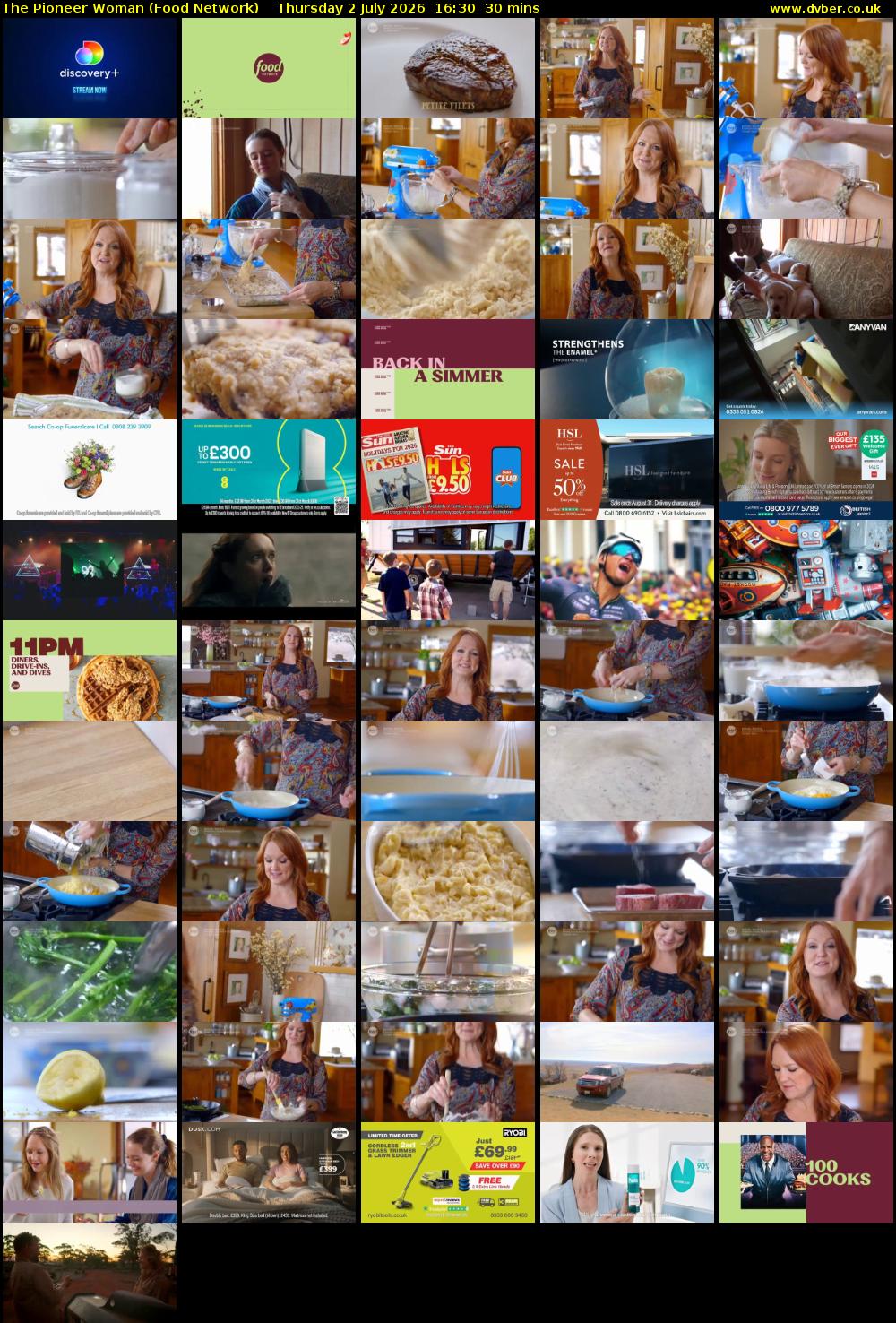 The Pioneer Woman (Food Network) Thursday 2 July 2026 16:30 - 17:00
