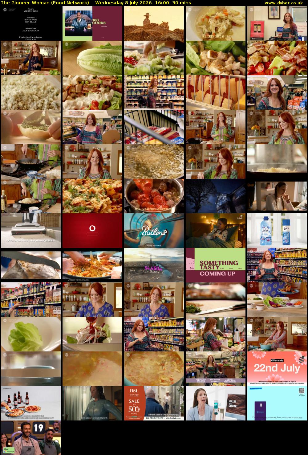 The Pioneer Woman (Food Network) Wednesday 8 July 2026 16:00 - 16:30