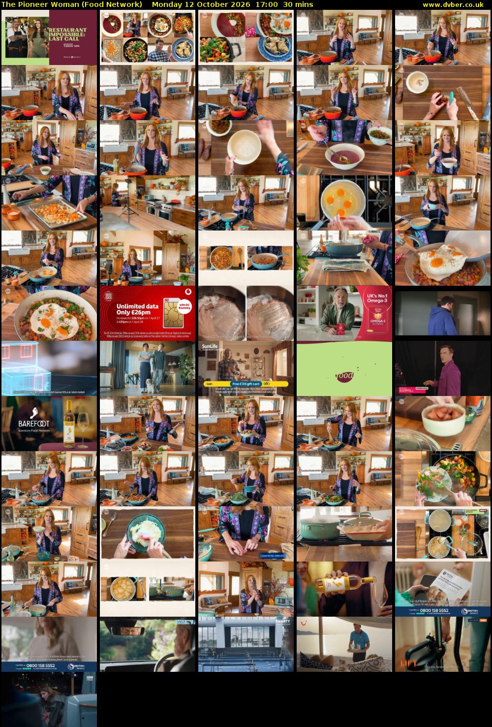 The Pioneer Woman (Food Network) Monday 12 October 2026 17:00 - 17:30