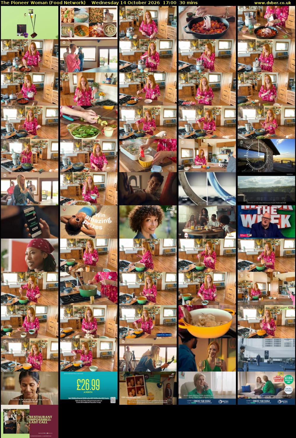 The Pioneer Woman (Food Network) Wednesday 14 October 2026 17:00 - 17:30