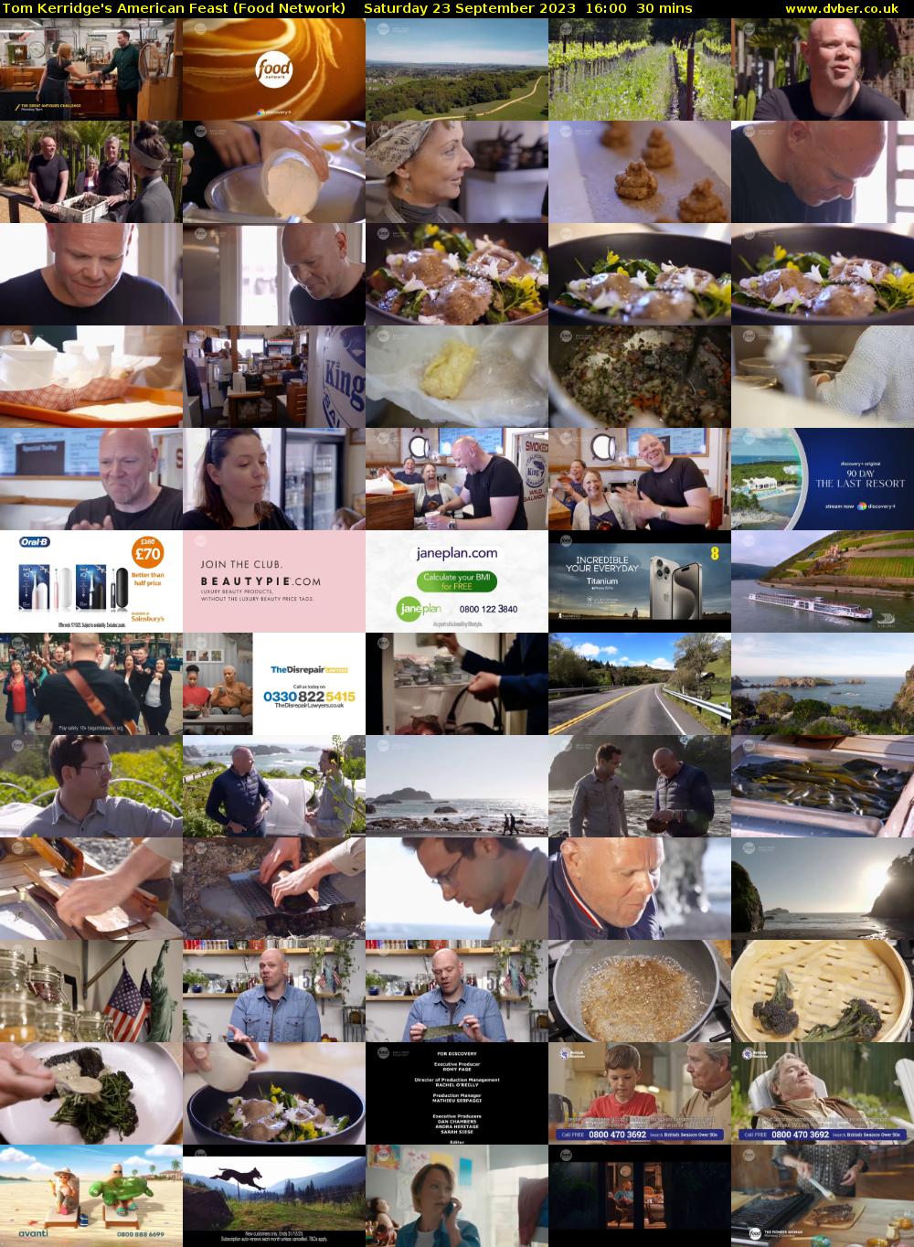 Tom Kerridge's American Feast (Food Network) Saturday 23 September 2023 16:00 - 16:30