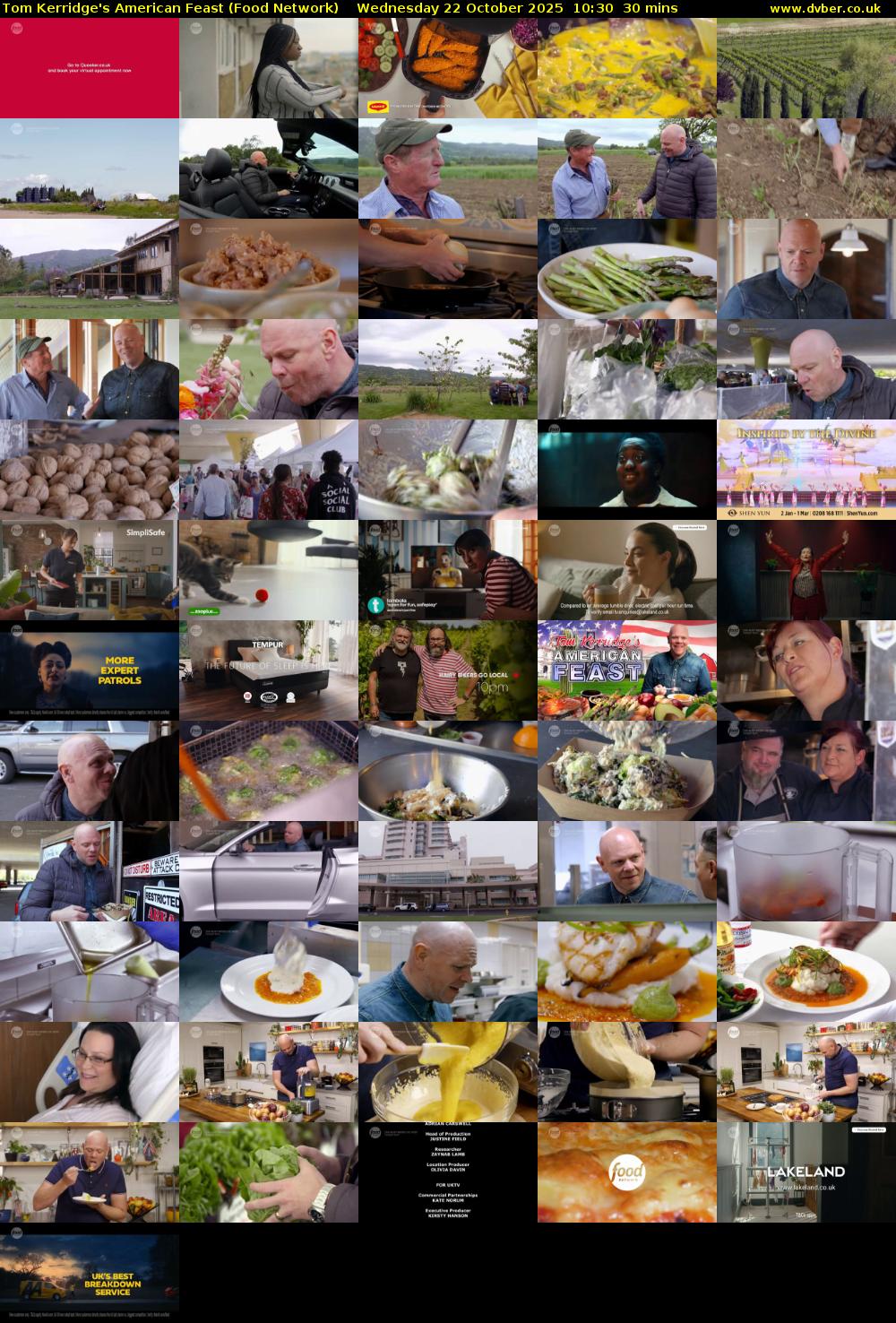 Tom Kerridge's American Feast (Food Network) Wednesday 22 October 2025 10:30 - 11:00