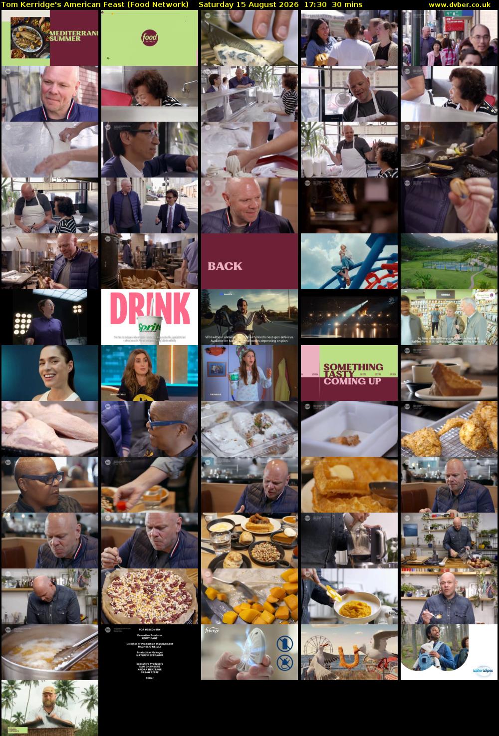 Tom Kerridge's American Feast (Food Network) Saturday 15 August 2026 17:30 - 18:00