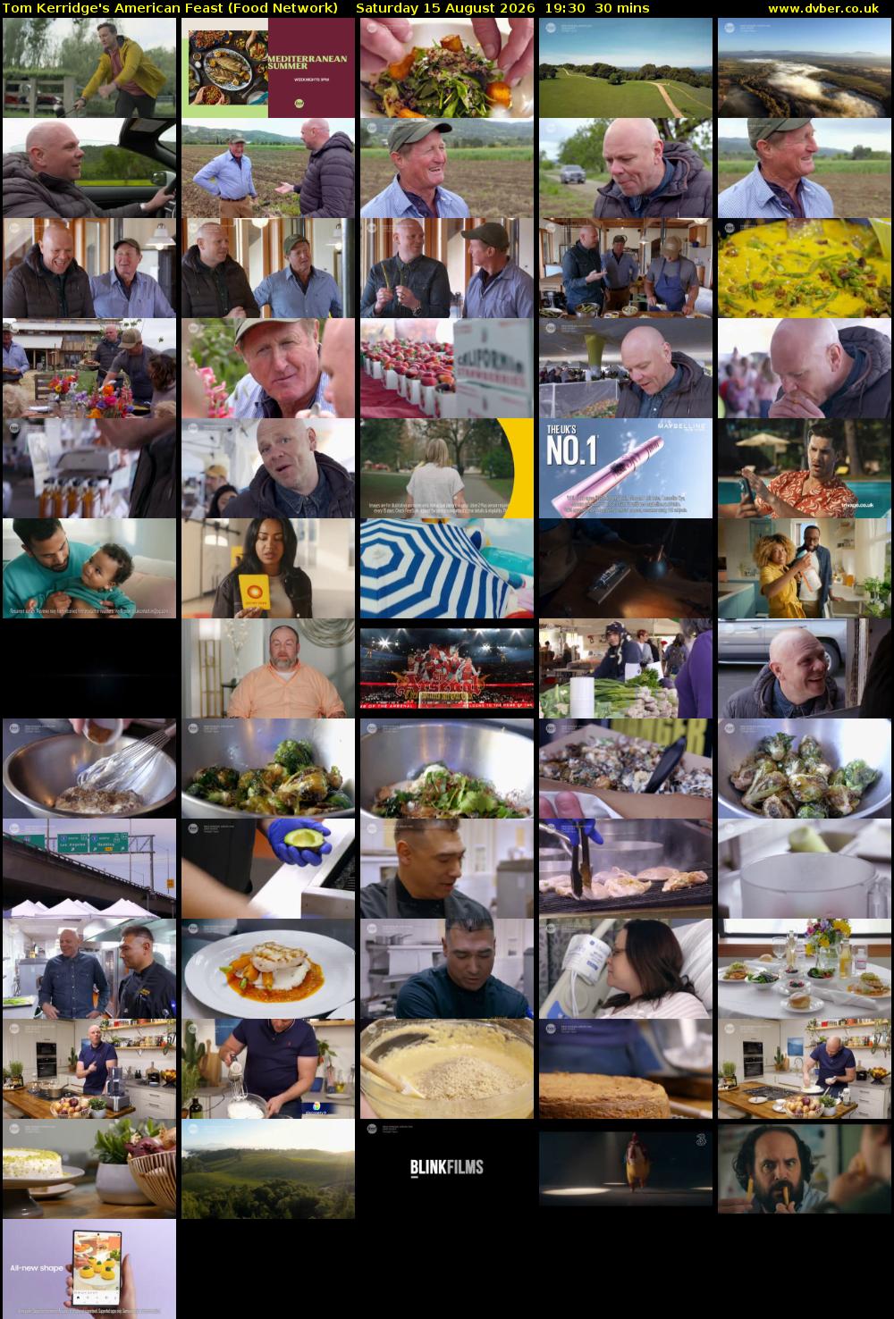Tom Kerridge's American Feast (Food Network) Saturday 15 August 2026 19:30 - 20:00