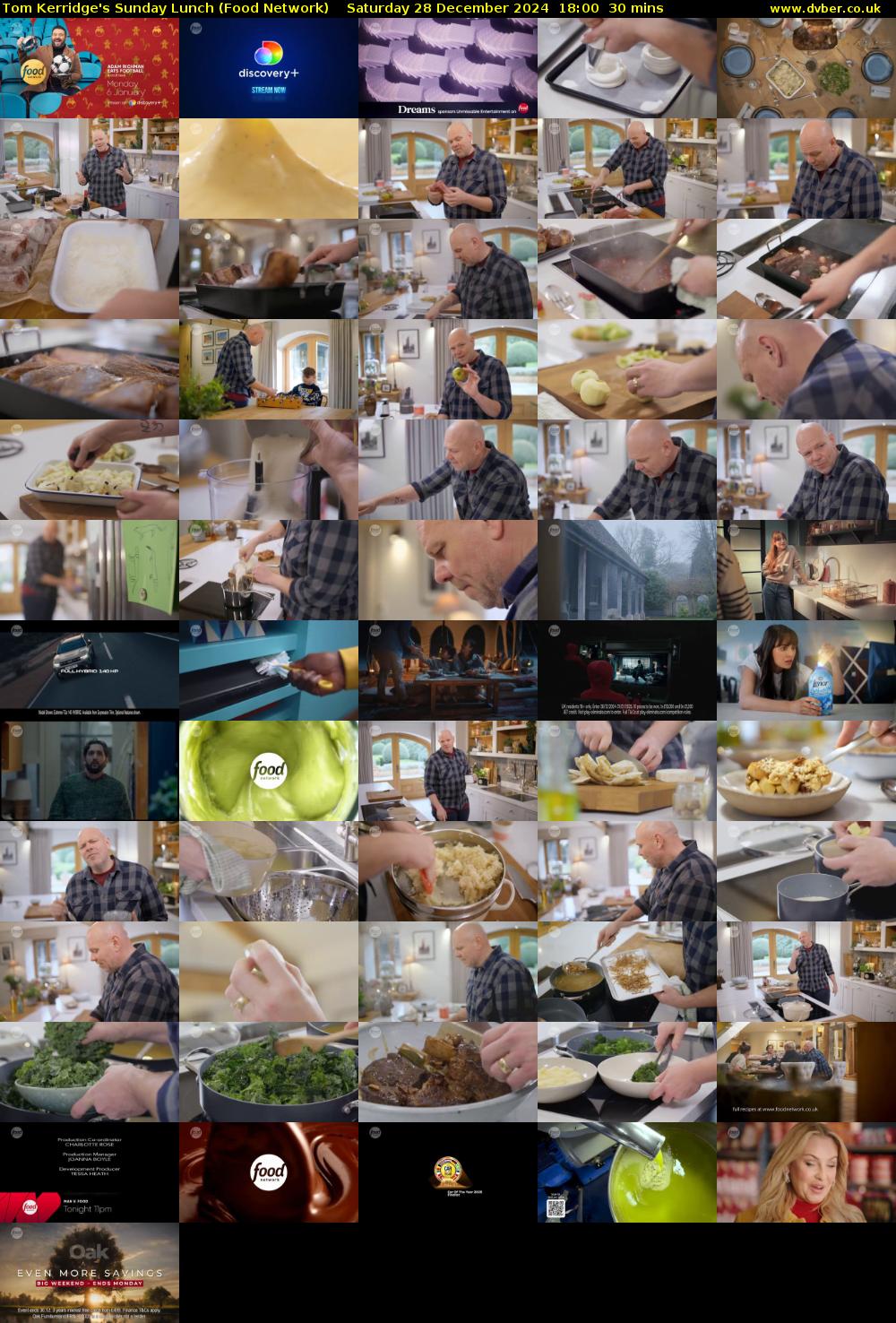 Tom Kerridge's Sunday Lunch (Food Network) Saturday 28 December 2024 18:00 - 18:30