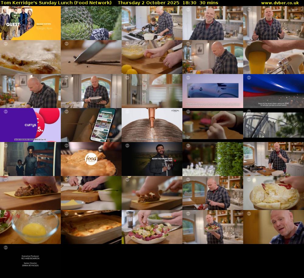 Tom Kerridge's Sunday Lunch (Food Network) Thursday 2 October 2025 18:30 - 19:00