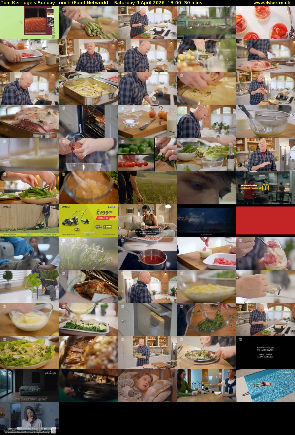 Tom Kerridge's Sunday Lunch (Food Network) Saturday 4 April 2026 13:00 - 13:30