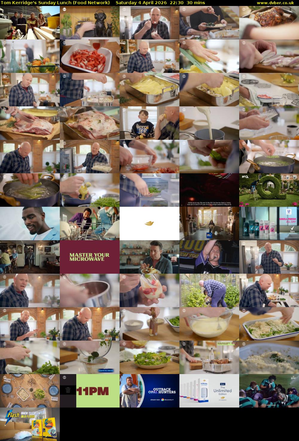 Tom Kerridge's Sunday Lunch (Food Network) Saturday 4 April 2026 22:30 - 23:00