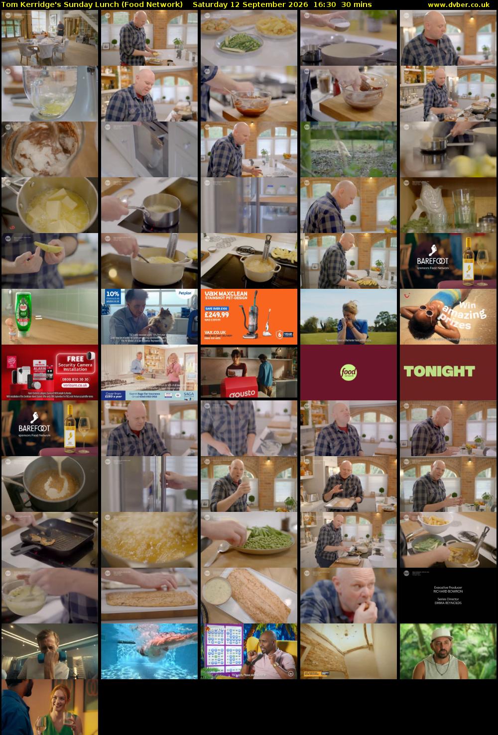 Tom Kerridge's Sunday Lunch (Food Network) Saturday 12 September 2026 16:30 - 17:00