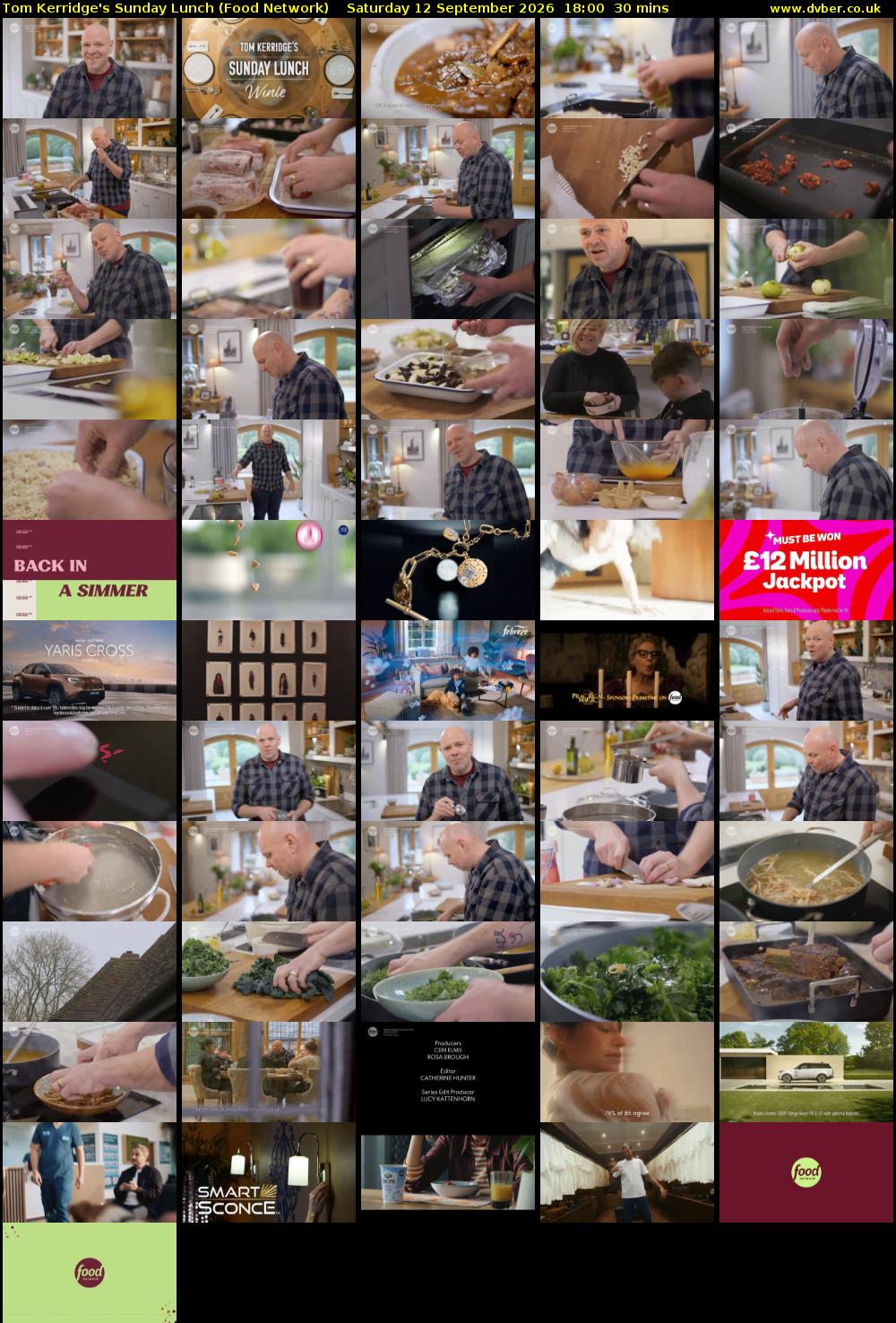 Tom Kerridge's Sunday Lunch (Food Network) Saturday 12 September 2026 18:00 - 18:30