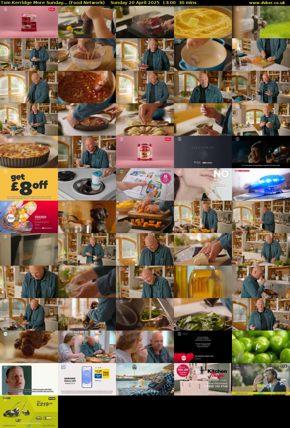 Tom Kerridge More Sunday... (Food Network) Sunday 20 April 2025 13:00 - 13:30