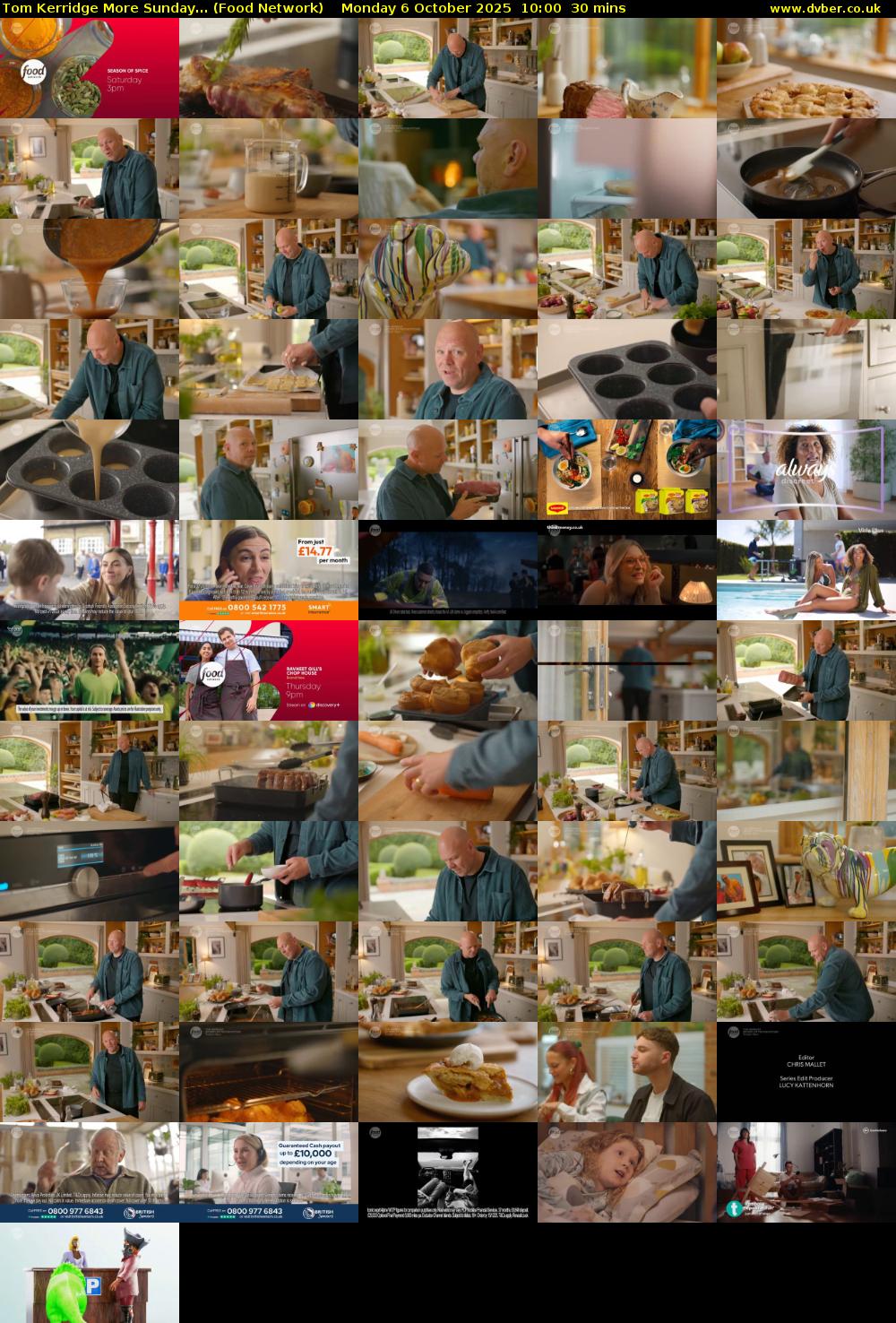 Tom Kerridge More Sunday... (Food Network) Monday 6 October 2025 10:00 - 10:30