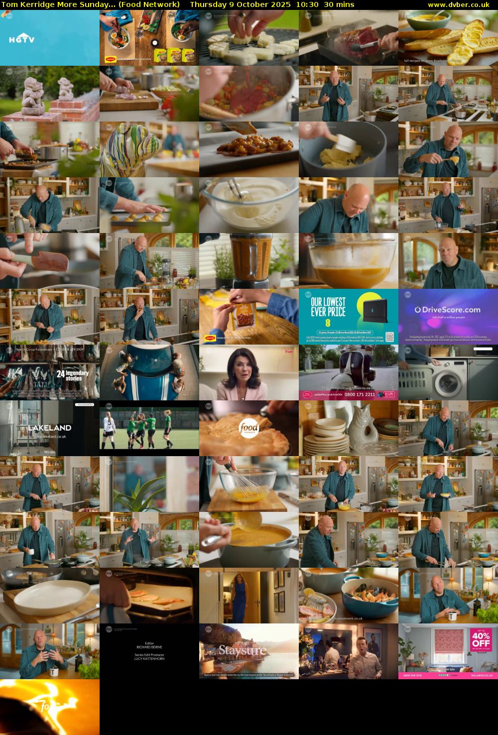 Tom Kerridge More Sunday... (Food Network) Thursday 9 October 2025 10:30 - 11:00