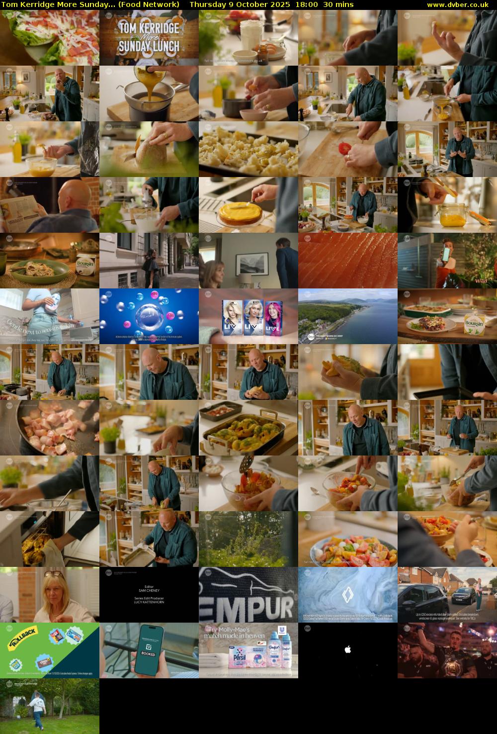 Tom Kerridge More Sunday... (Food Network) Thursday 9 October 2025 18:00 - 18:30