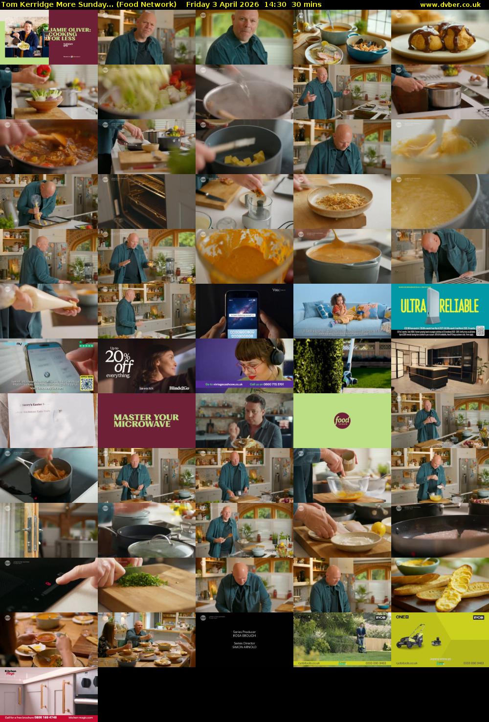 Tom Kerridge More Sunday... (Food Network) Friday 3 April 2026 14:30 - 15:00