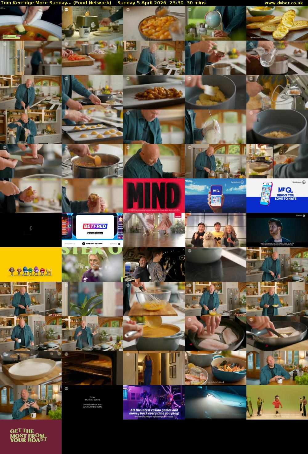 Tom Kerridge More Sunday... (Food Network) Sunday 5 April 2026 23:30 - 00:00