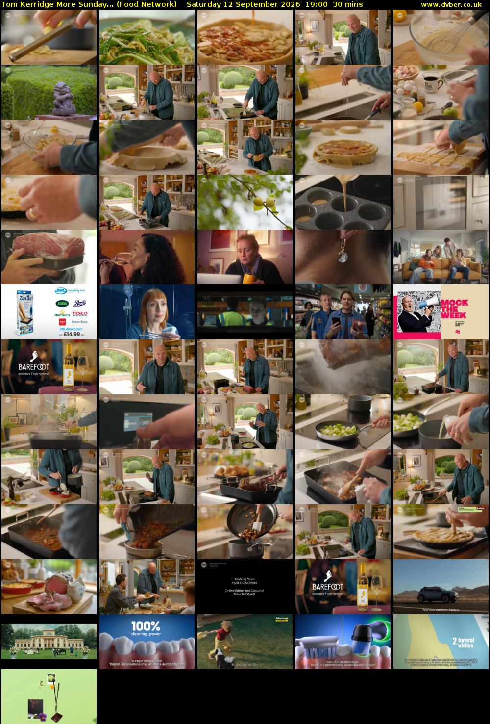 Tom Kerridge More Sunday... (Food Network) Saturday 12 September 2026 19:00 - 19:30