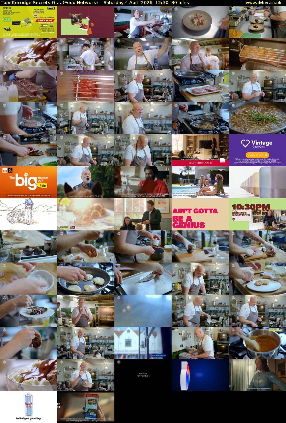 Tom Kerridge Secrets Of... (Food Network) Saturday 4 April 2026 12:30 - 13:00