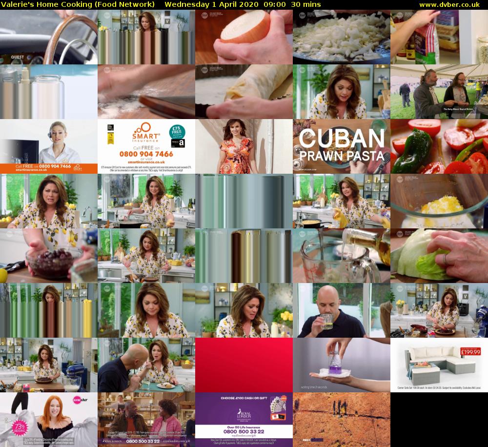 Valerie's Home Cooking (Food Network) Wednesday 1 April 2020 09:00 - 09:30