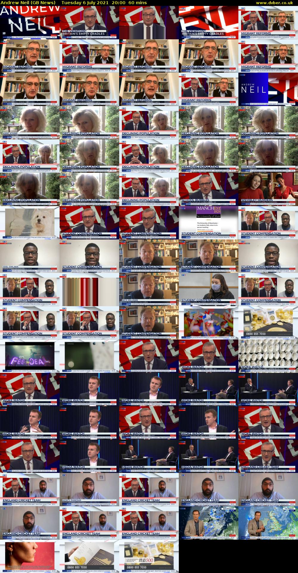 Andrew Neil (GB News) Tuesday 6 July 2021 20:00 - 21:00